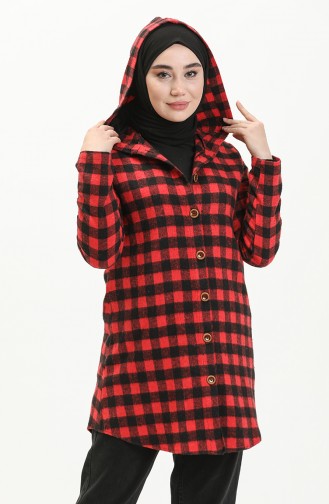 Hooded Tunic 1823-01 Claret Red Black 1823-01