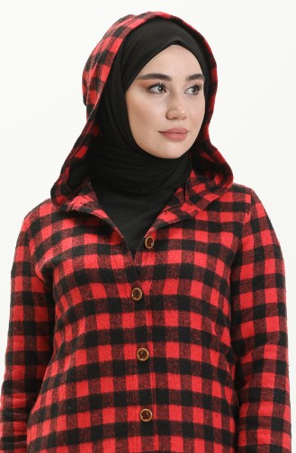 Hooded Tunic 1823-01 Claret Red Black 1823-01