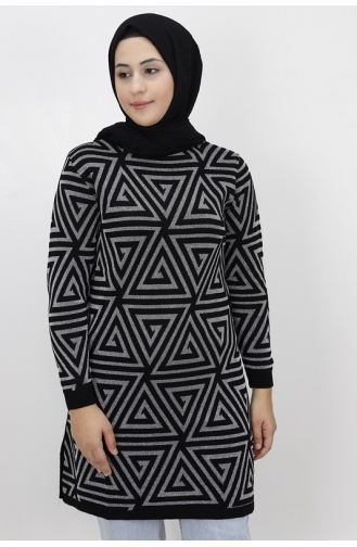 Sim Detayli Triko Tunik 3169-02 Siyah