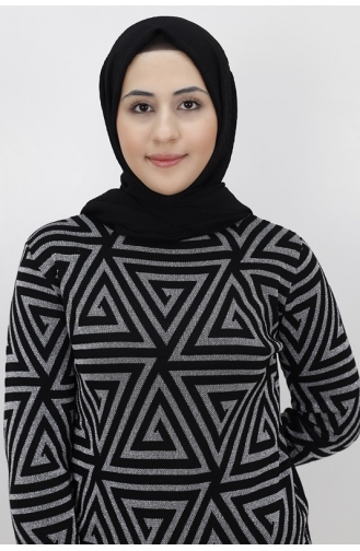 Sim Detayli Triko Tunik 3169-02 Siyah