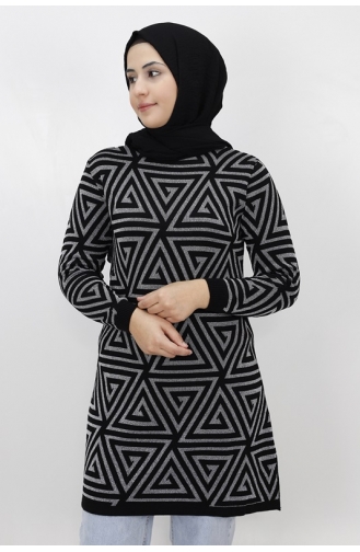 Sim Detayli Triko Tunik 3169-02 Siyah