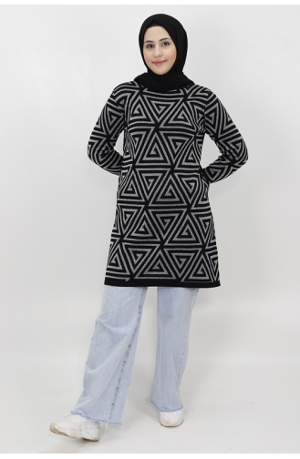 Sim Detayli Triko Tunik 3169-02 Siyah