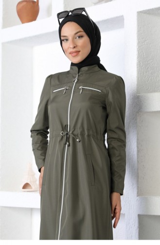 Fermuarlı Ferace Haki 10012