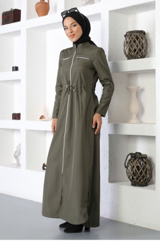 Fermuarlı Ferace Haki 10012