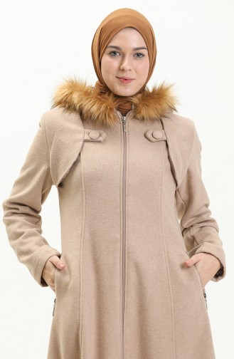 Kapüşonlu Kaşe Kaban 711930-06 Camel