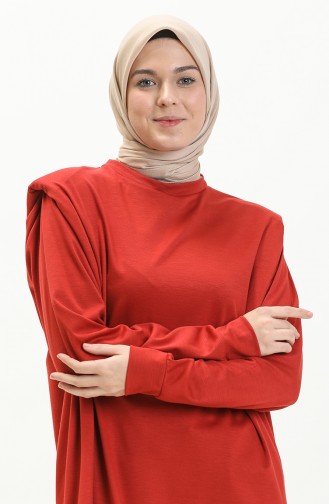 Oyya Vatkalı Bisiklet Yaka Sweatshirt 228463-01 Kiremit