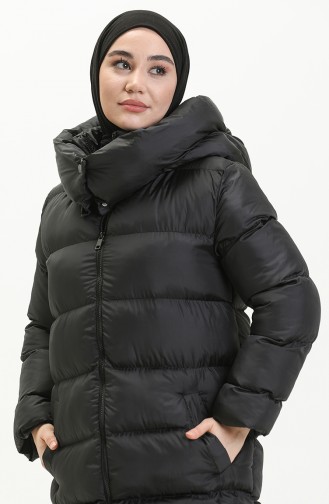 معطف مطري بالقبعة 6052-01 أسود 6052-01