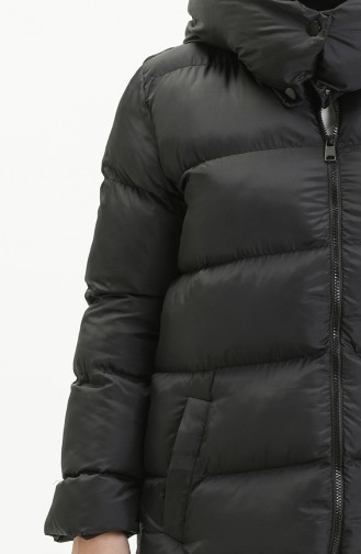 Manteau Matelassé à Capuche 6052-01 Noir 6052-01