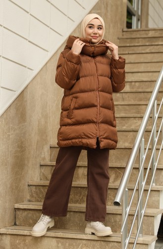 Hooded Puffer Coat 6052-02 Tan 6052-02