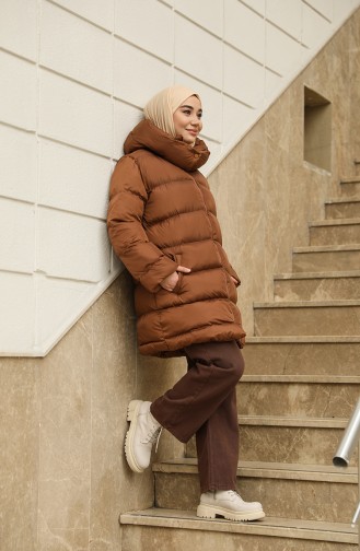 Hooded Puffer Coat 6052-02 Tan 6052-02