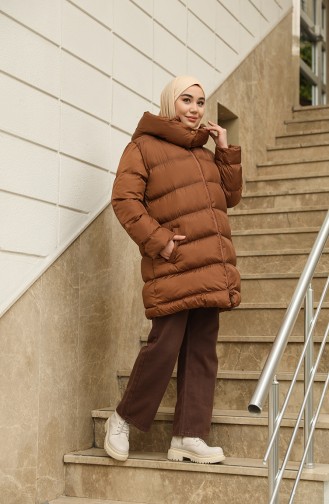 Hooded Puffer Coat 6052-02 Tan 6052-02