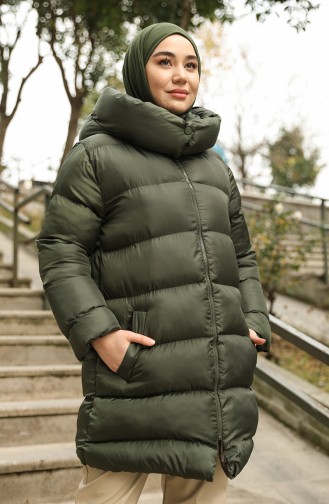 Hooded Puffer Coat 6052-03 Khaki 6052-03