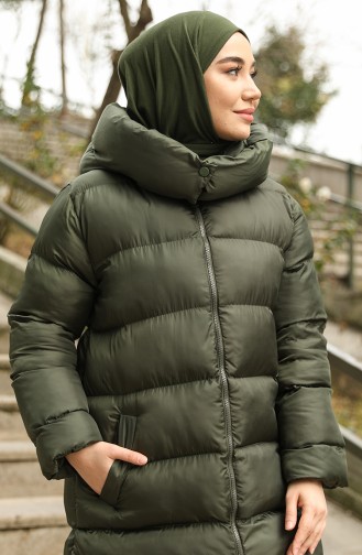 Hooded Puffer Coat 6052-03 Khaki 6052-03