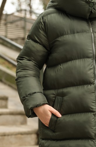 Manteau Matelassé à Capuche  6052-03 Khaki 6052-03