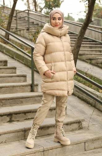 Füllung Puffercoat mit Kapuze 6052-04 Beige 6052-04