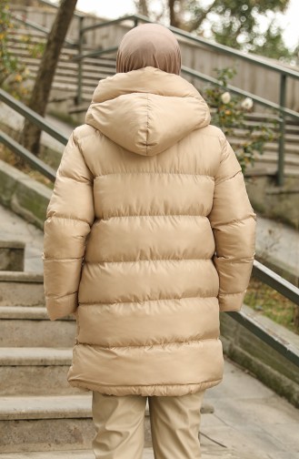 Manteau Matelassé à Capuche 6052-04 Beige 6052-04