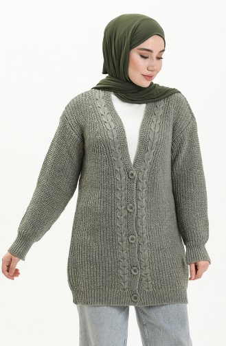 Unreife Mandelgrün Strickjacke 0003-08