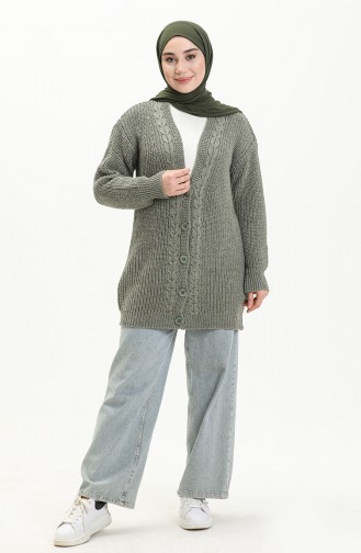 Unreife Mandelgrün Strickjacke 0003-08