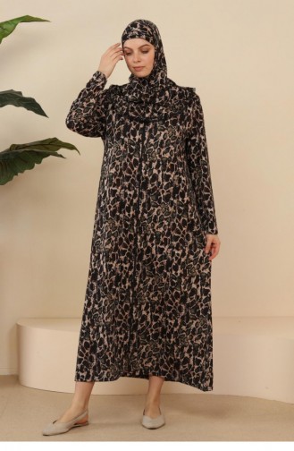 Khaki Hijab Dress 7028.Haki