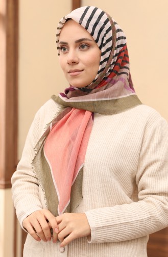 Écharpe Flamme à Motifs 13200-07 Khaki Lila 13200-07