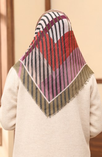 Écharpe Flamme à Motifs 13200-07 Khaki Lila 13200-07
