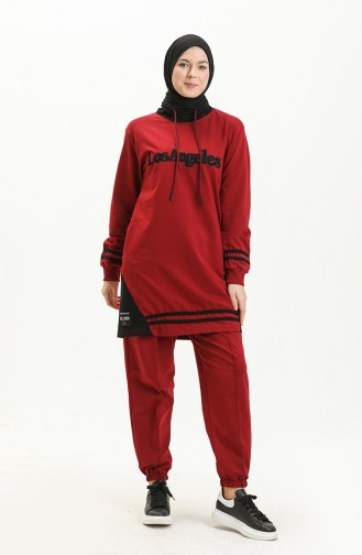 Patterned Tracksuit 6014-02 Claret Red 6014-02