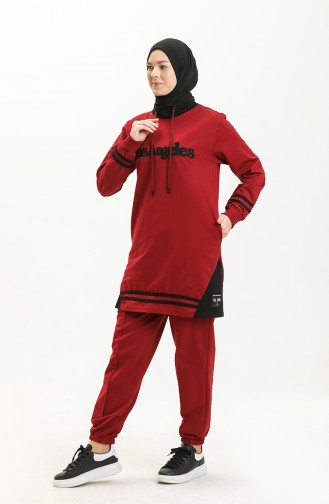 Patterned Tracksuit 6014-02 Claret Red 6014-02