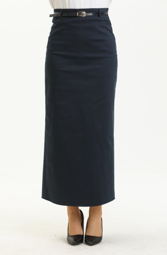 Belted Skirt 2243-02 Navy Blue 2243-02