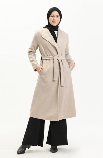 Manteau Cachette à Ceinture 6020-11 Beige 6020-11