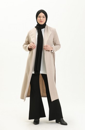 Manteau Cachette à Ceinture 6020-11 Beige 6020-11