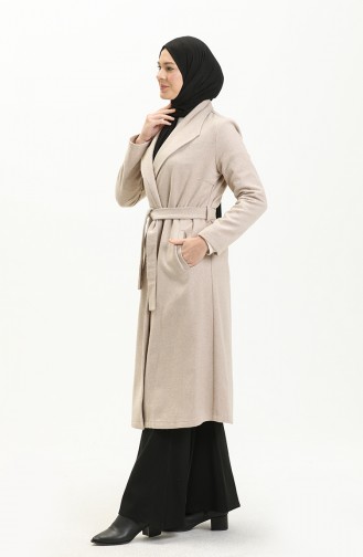 Manteau Cachette à Ceinture 6020-11 Beige 6020-11