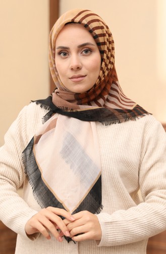 إيشارب منقوش 13200-12 بيج بني 13200-12