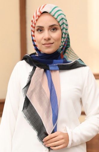إيشارب منقوش 13200-05 أسود أخضر 13200-05