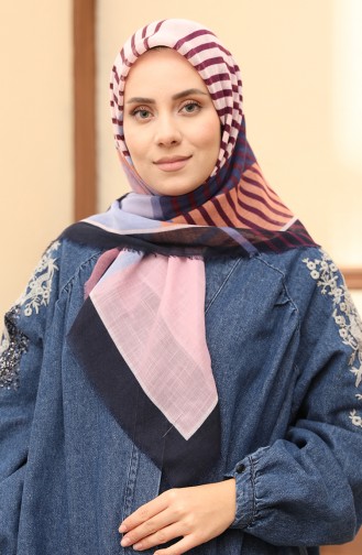 Patterned Flame Scarf 13200-14 Salmon Indigo 13200-14