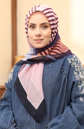 Patterned Flame Scarf 13200-14 Salmon Indigo 13200-14