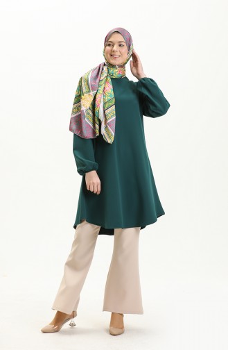 Elastic Sleeve Tunic 1825-01 Emerald Green 1825-01