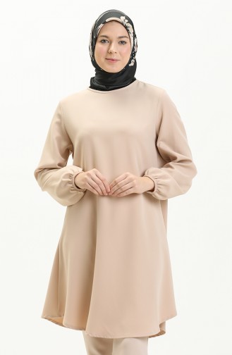 Elastic Sleeve Tunic 1825-07 Beige 1825-07