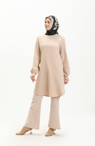 Elastic Sleeve Tunic 1825-07 Beige 1825-07