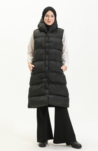 Gilet Matelassé à Capuche 9012-01 Noir 9012-01