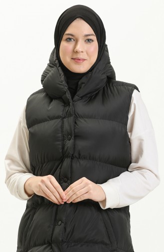 معطف مطري بدون أكمام بالقبعة 9012-01  أسود 9012-01