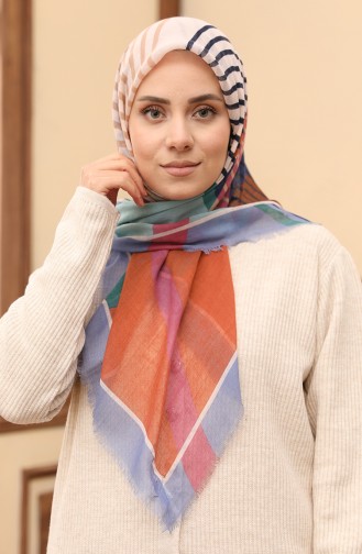 Patterned Scarf 13200-08 Indigo Green 13200-08