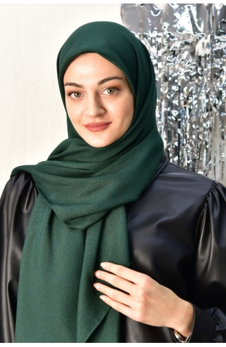 Büyük Boy Safir Abiye Şal Eşarp 000052-18 Zümrüt Yeşili
