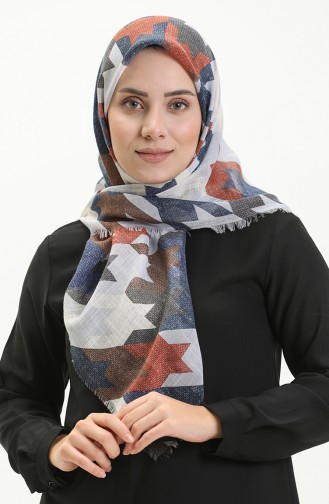 إيشارب منقوش 13207-07 بصلي أزرق فاتح 13207-07