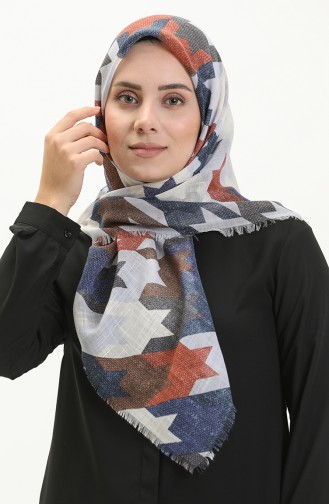 إيشارب منقوش 13207-07 بصلي أزرق فاتح 13207-07