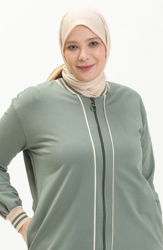 Plus Size Three Piece Tracksuit 6000-09 Mint Green Beige 6000-09