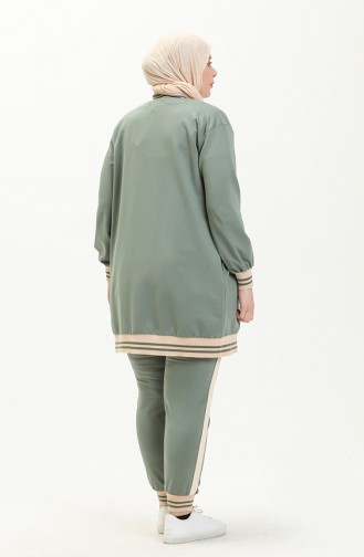 Ensemble de Survêtement 3 Pièces Grande Taille 6000-09 Vert Menthe Beige 6000-09