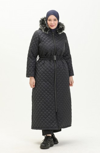 Plus Size Puffer Coat 6046-01 Navy Blue 6046-01