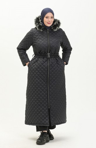 Plus Size Puffer Coat 6046-01 Navy Blue 6046-01