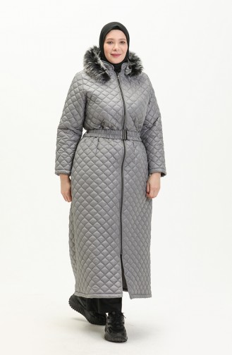 Plus Size Puffer Coat 6046-02 Gray 6046-02