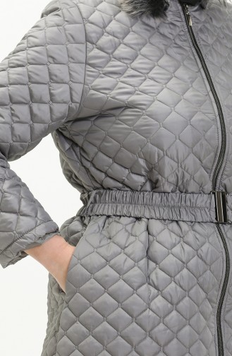 Plus Size Puffer Coat 6046-02 Gray 6046-02